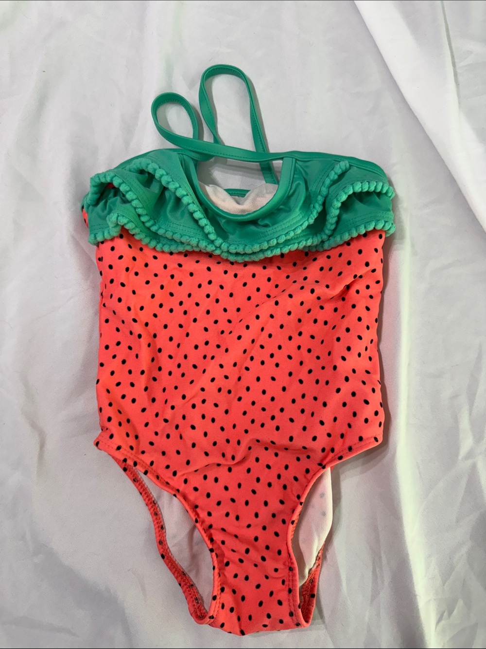 Cat & Jack Pink and Green Polka Dot One-Piece Swimsuit